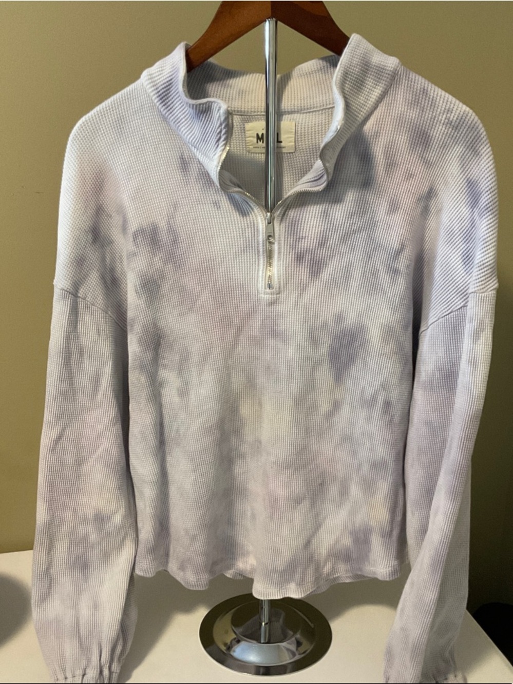 Madewell Lavender Tie-Dye Waffle Half-Zip Pullover